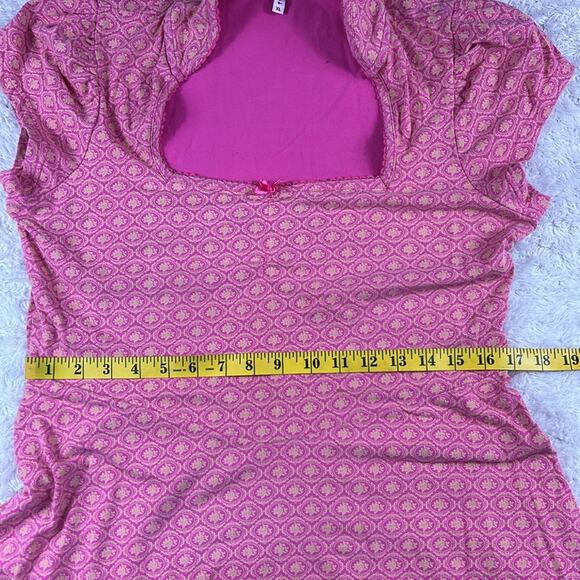 Blutsgseschwister pink and cream patterned a line knit midi dress, XL - Picture 7 of 11